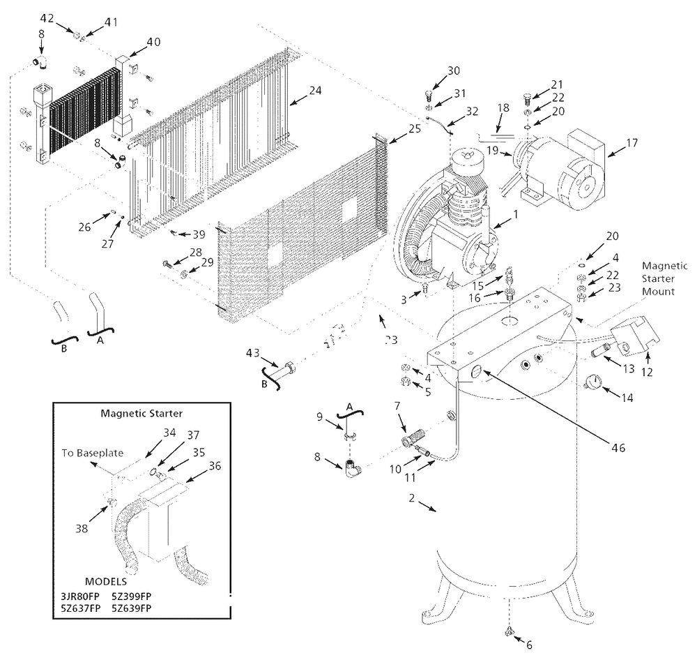 Air-Compressor Parts Diagram and Parts List for 5Z399FP  Campbell Hausfeld Compressor